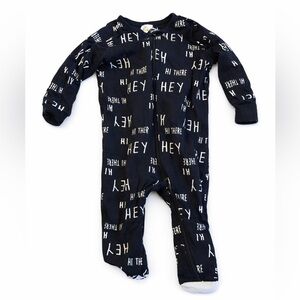 Gerber Navy and White 'HEY' Print Footed One-Piece
